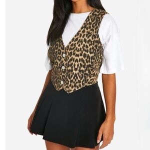 Chic Leopard Print denim waistcoat - Vest size M